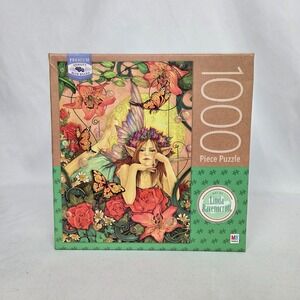 Milton Bradley‎ "Florabundance" by Linda Ravenscroft 1000 pc puzzle Blue Board